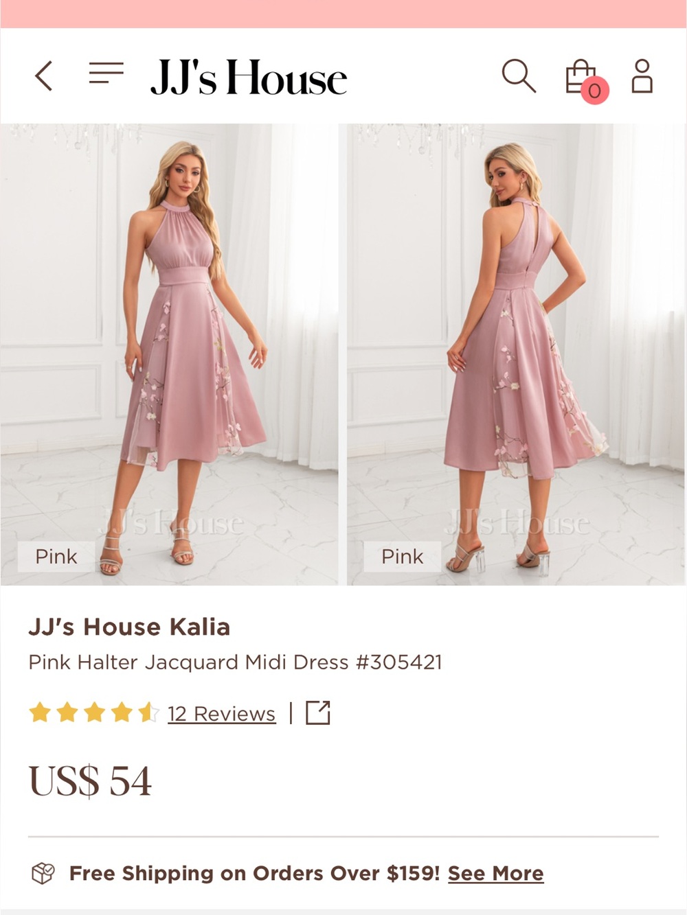Cherry Blossom Dusty Rose Halter Satin Dress